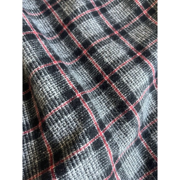 Vtg Plaid Fleece Lined Reversible Long Shacket Plus OS One Button Closure Gray - Picture 8 of 13
